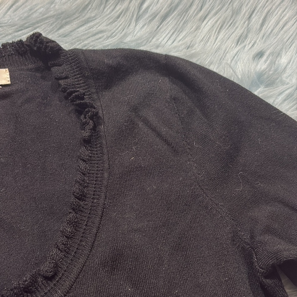 Max Studio Black Ruffle Trim Sweater sz S - Picture 3 of 7